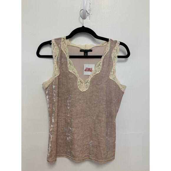 Banana Republic Tops - Y2K Banana Republic Women's Pink Velvet Lace Detailing Tank Top Size M